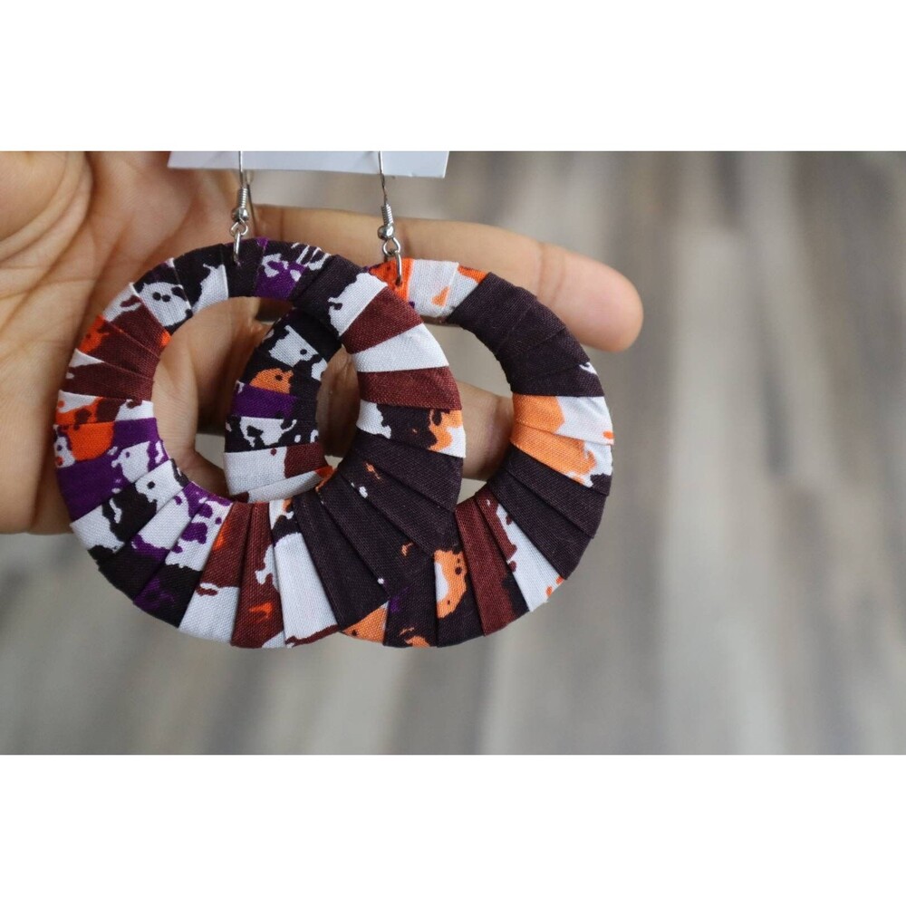 Fabric wrapped earrings, Ankara earrings, Tribal earrings, African print earring